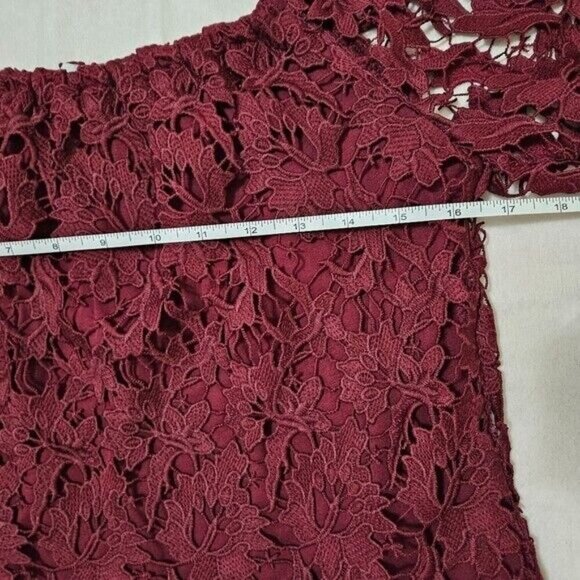 Astars Top Womens XS Burgundy Lace Lined Off Shoulder Floral Stretch Coquette - Picture 5 of 10